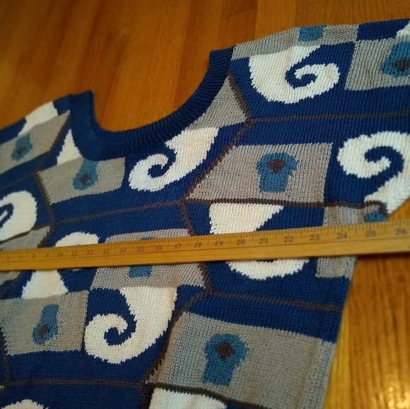 Peruvian Connection 100% pima cotton Sweater L  Handknitted rare design. - Picture 6 of 12